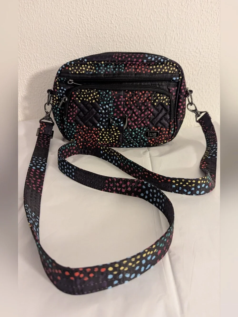 Lug Carousel Black Colorful Dots  Convertible Crossbody Belt Hip Bag Purse